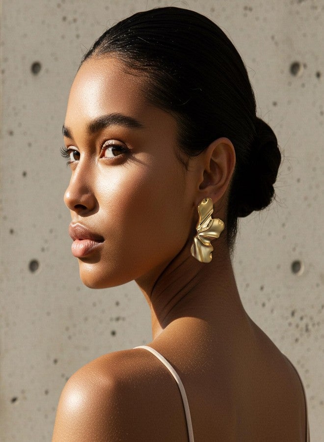 YEEZII Gold Statement Earrings Set for Women, 9 Pairs Hypoallergenic Large Lightweight Earring Pack, Chunky Gold Stud Earrings for Women Jewelry - Image 3